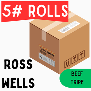 Ross-Wells Beef Tripe - 5lbs Rolls Full Shipping Box NO Dry Ice (9 Rolls)