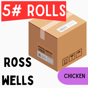 Ross-Wells Chicken Fine Grind - 5lb Rolls Full Shipping Box NO Dry Ice (9 Rolls)