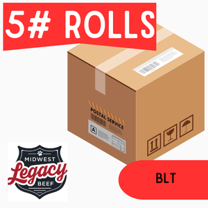 Midwest Legacy Beef BLT (Beef, Liver & Tripe) + Ground Bone - 5 lb Rolls Shipping Box w/ Dry Ice (8 Rolls)