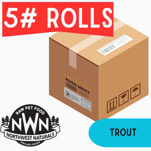 Northwest Naturals Frozen Trout - 5 lb Rolls Shipping Box w/ Dry Ice (8 Rolls)