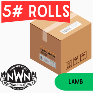 Northwest Naturals Frozen Lamb - 5 lb Rolls Shipping Box w/ NO Dry Ice (9 Rolls)