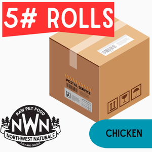 Northwest Naturals Frozen Chicken - 5 lb Rolls Shipping Box w/ NO Dry Ice (9 Rolls)