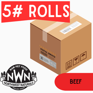 Northwest Naturals Frozen Beef - 5 lb Rolls Shipping Box w/ Dry Ice (8 Rolls)