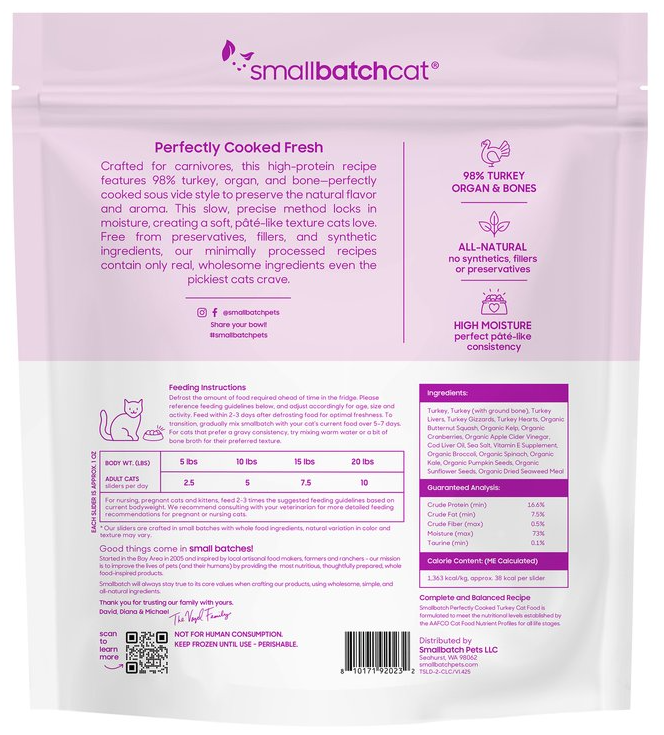 SmallBatch Cat Perfectly Cooked Turkey 2lb