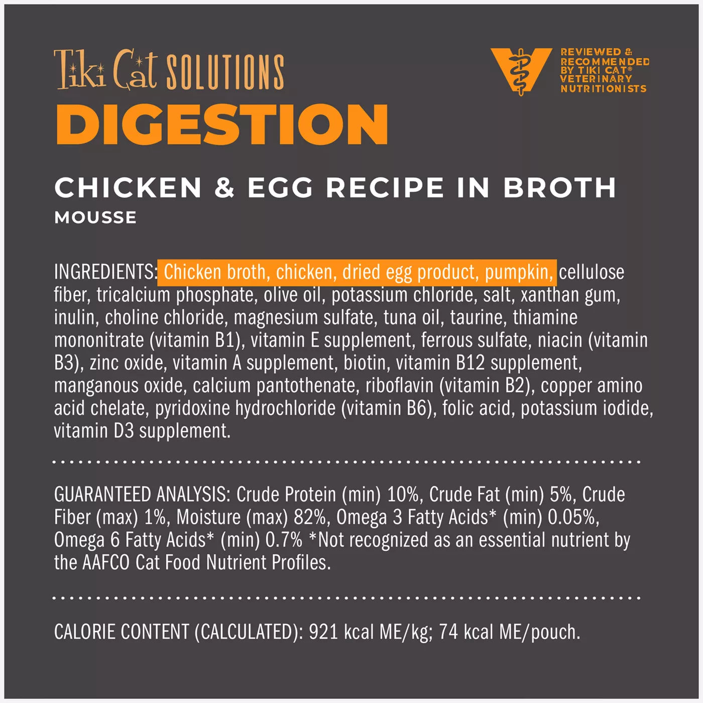 Tiki Cat Solutions Digestion - Chicken & Egg Mousse 2.4oz Pouch