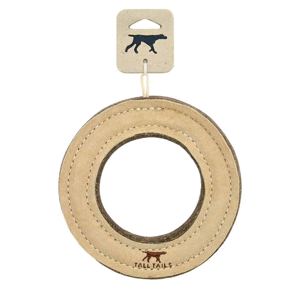 Tall Tails Natural Leather Ring Toy, 7"