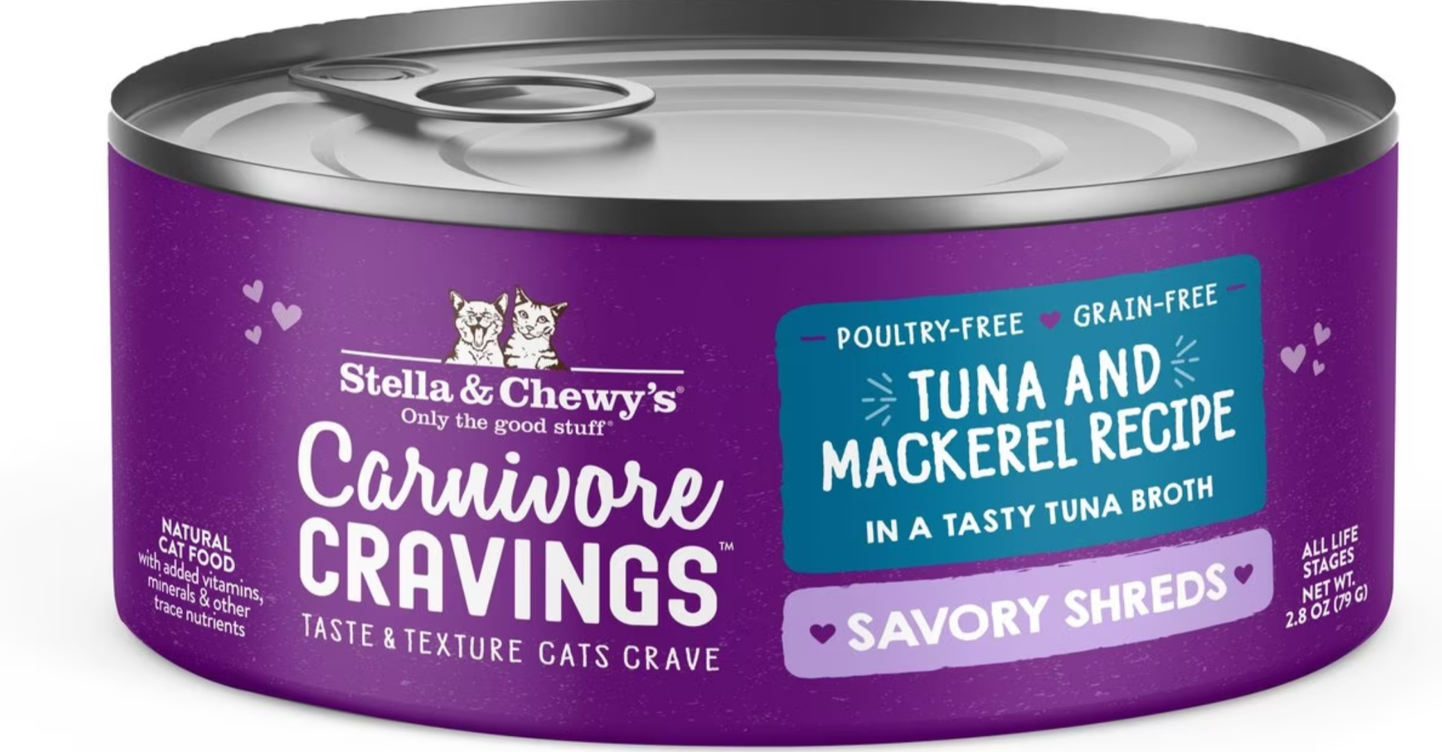Stella & Chewy's Carnivore Cravings Savory Shreds Tuna & Mackerel Recipe - 2.8oz Can