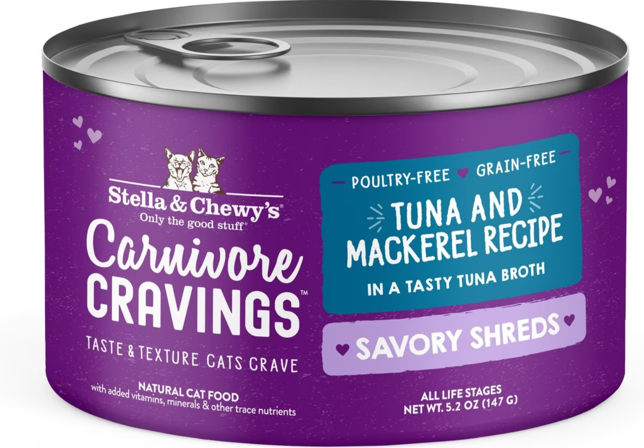 Stella & Chewy's Carnivore Cravings Savory Shreds Tuna & Mackerel Recipe - 5.2oz Can