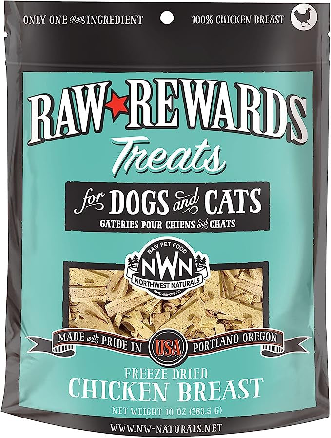 Northwest Naturals Raw Rewards Freeze-Dried Treats for Dogs and Cats – Chicken Breast 10oz