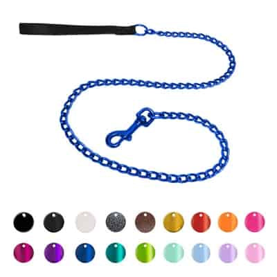 Platinum Pets Chain Leash with Leather Handle