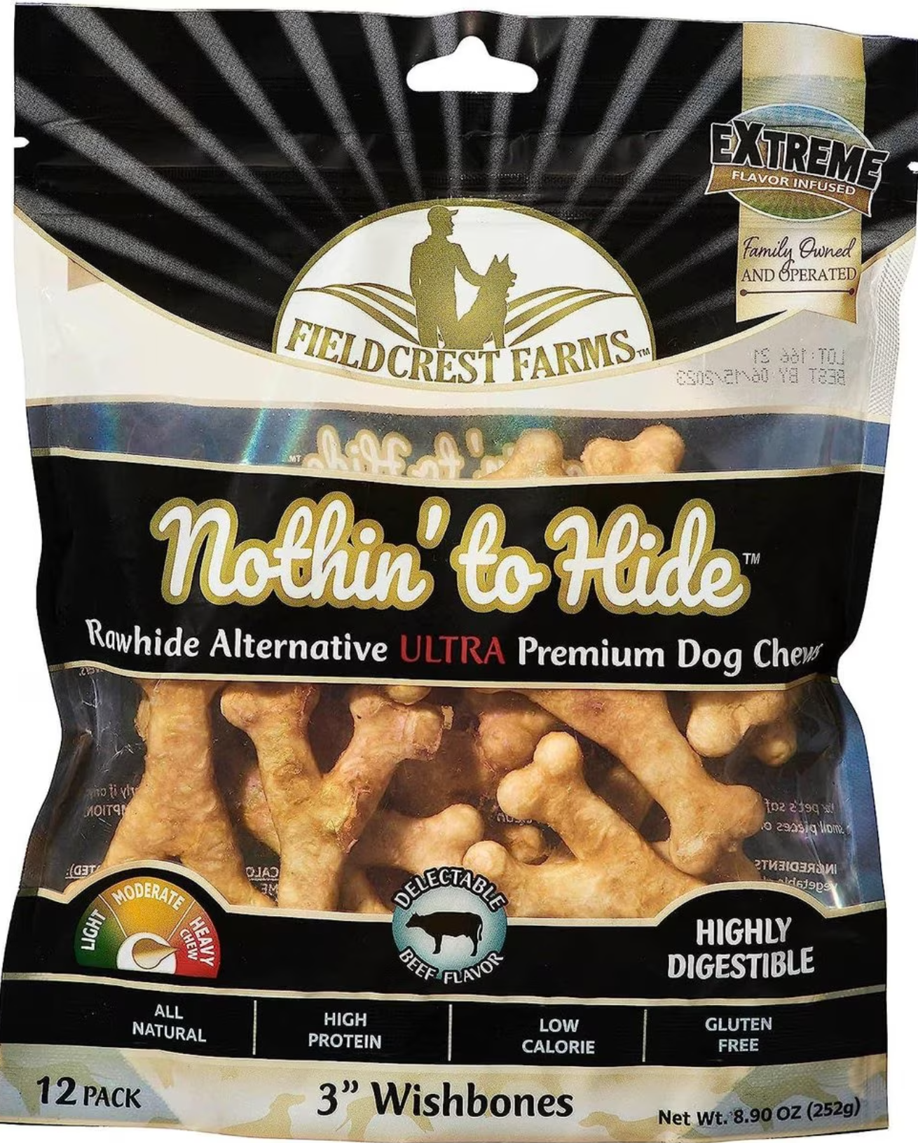 Fieldcrest Farms Nothin To Hide Ultra Wishbone Beef Dog Treats