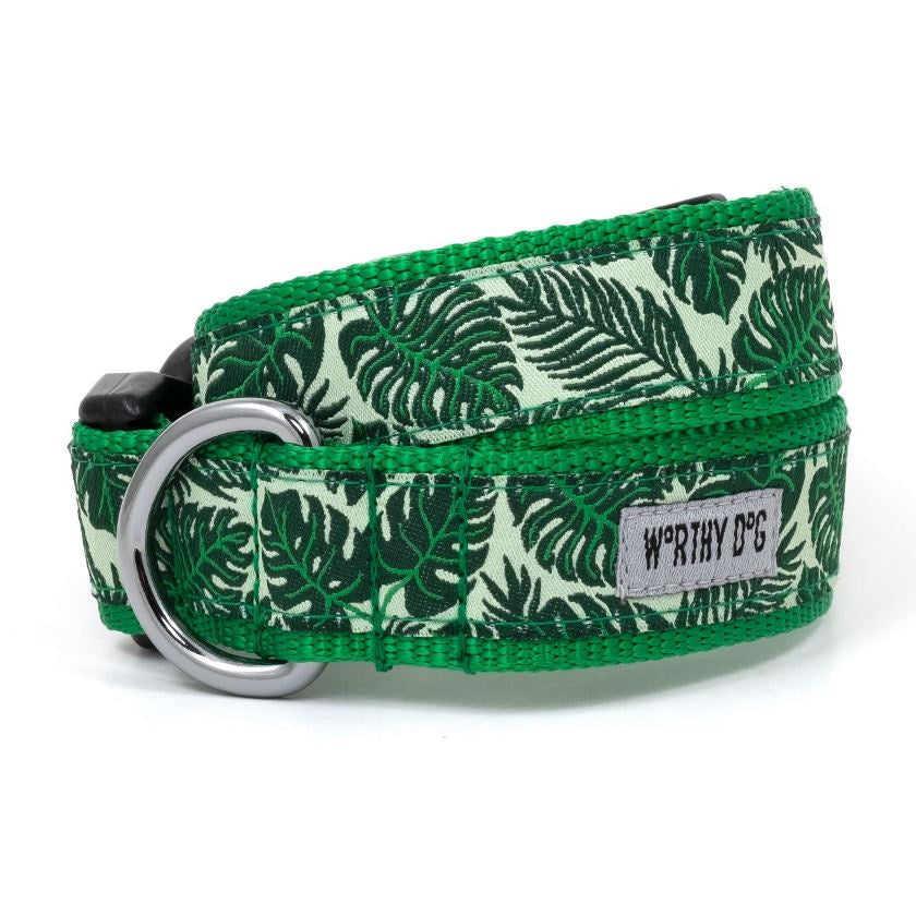 The Worthy Dog Collar - Tropical Leaves